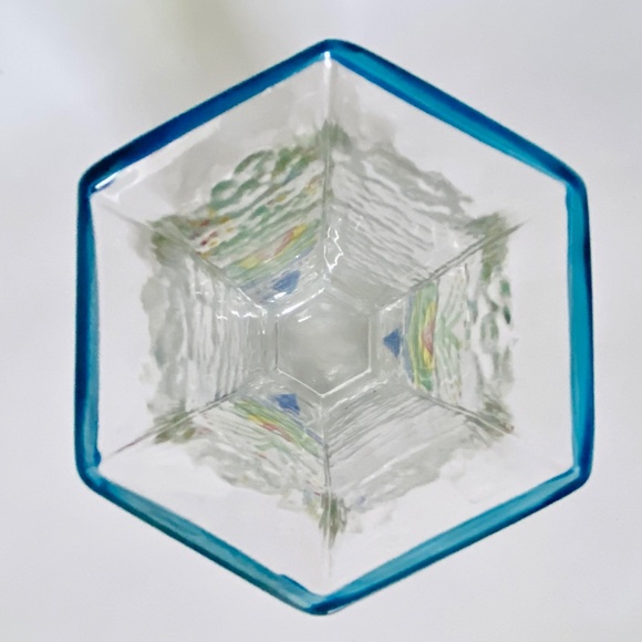 SEA Glasbruk Old Sweden Rune Strand 8" Hexagonal Glass Vase Painted Kurbits *VTG - Picture 6 of 9